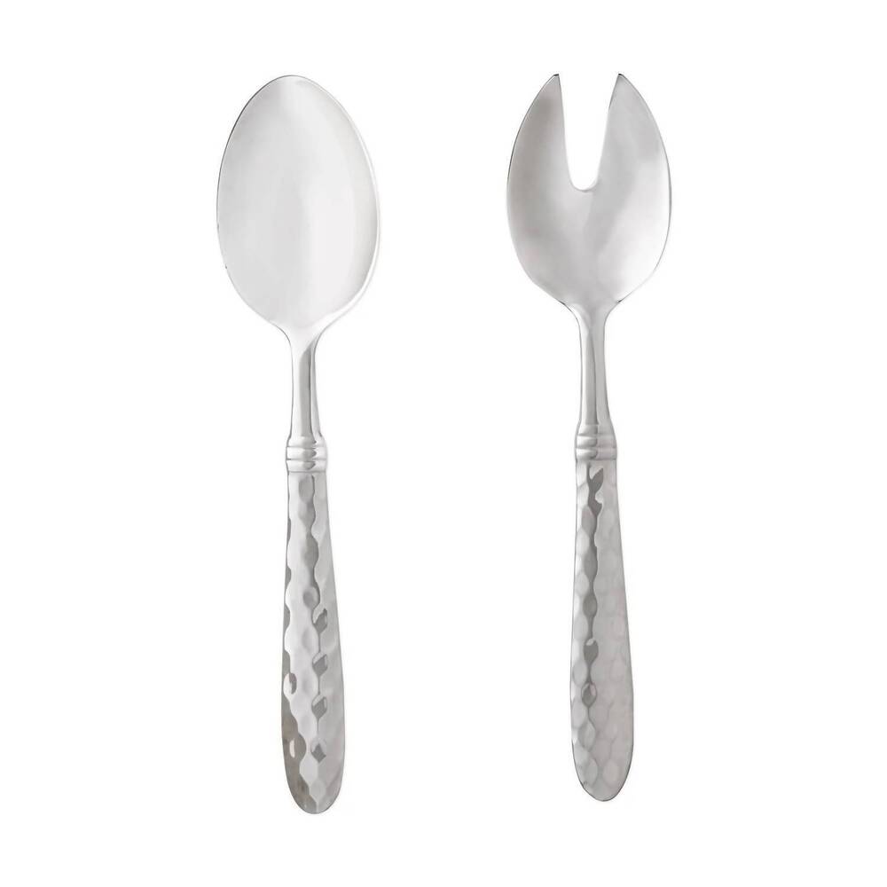 NEW VIETRI martellato salad server set in silver